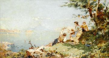Picknick Am Golf Von Neapel (picnic On The Bay Of Naples) Artwork by Franz Richard Unterberger