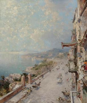 View Of Posilipo, Near Naples Artwork by Franz Richard Unterberger