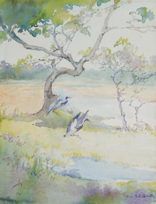 Heron Alighting Artwork by Alice Ravenel Huger Smith