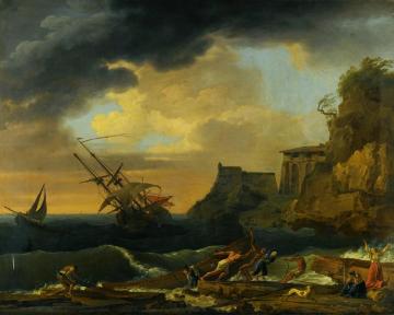 A Shipwreck Off A Mediterranean Coastline With Figures Trying To Salvage Goods And Bewailing Their Fate In The Foreground Artwork by Claude-Joseph Vernet