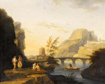 Landscape With Figures By A River And Fishermen Pulling Nets Artwork by Claude-Joseph Vernet