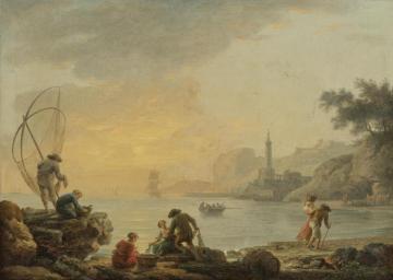 Sunrise With Fishermen Artwork by Claude-Joseph Vernet