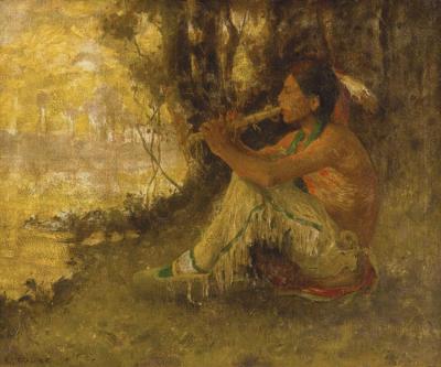 The Flute Player (indian Playing Flute) Artwork by E. Irving Couse