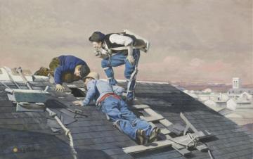 The Peeping Roofers Artwork by Jehan Georges Vibert