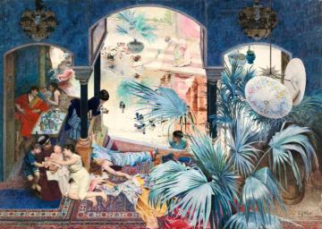 The Woman's Bath Artwork by Jehan Georges Vibert