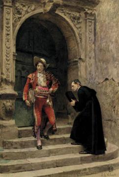 Figaro And A Priest Artwork by Jehan Georges Vibert