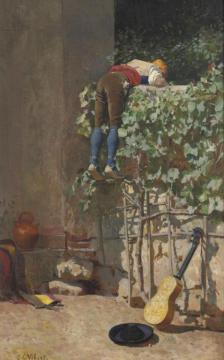 Sneaking A Peek Artwork by Jehan Georges Vibert