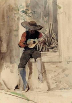 The Guitar Player Artwork by Jehan Georges Vibert