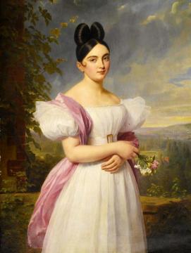 Portrait Of A Young Woman In A Landscape Artwork by Ferdinand Georg Waldmuller