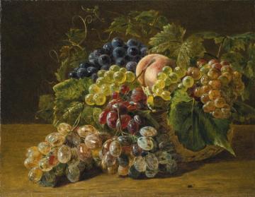 Still Life With Grapes And Peaches(stillleben Mit Trauben Und Pfirsichen) Artwork by Ferdinand Georg Waldmuller