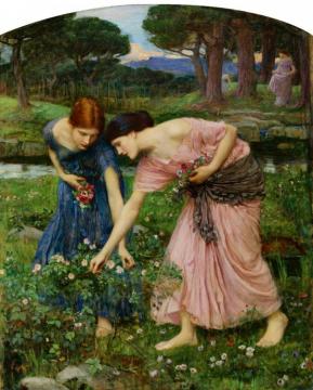 Gather Ye Rosebuds While Ye May,1909 Artwork by John William Waterhouse