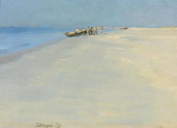 Fishermen On The Beach At Skagen Artwork by Peder Severin Kroyer