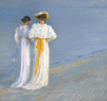 Anna Ancher And Marie KrØyer On The Beach At Skagen Artwork by Peder Severin Kroyer