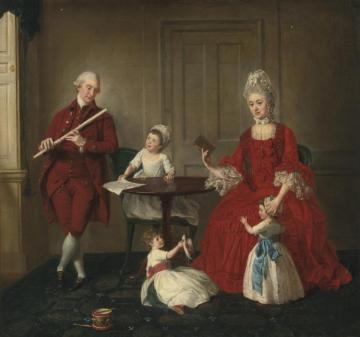 Portrait Of Mr. And Mrs. James Blew And Their Three Children In An Elegant Interior Artwork by Johann Zoffany