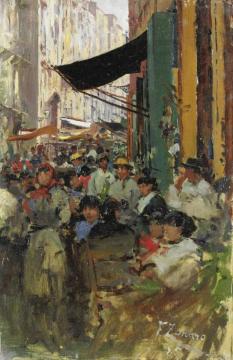Mercato Artwork by Fausto Zonaro