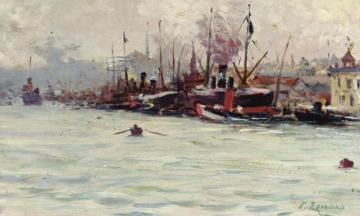 Port Of Galata Artwork by Fausto Zonaro