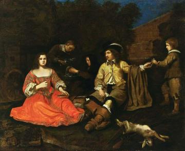 An Elegant Hunting Company Resting Artwork by Michael Sweerts