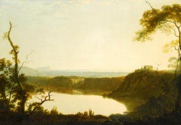 View Of Lake Nemi, With Mount Circeo Beyond Artwork by Joseph Wright of Derby