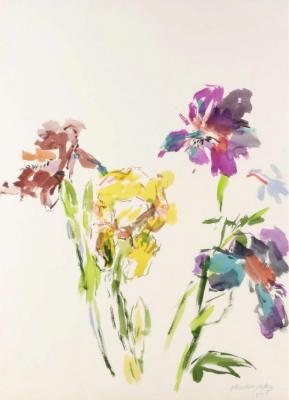 Yellow And Purple Irises Artwork by Oskar Kokoschka