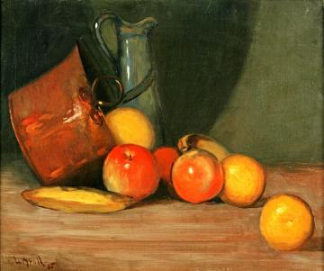 Still Life Of Fruit With A Copper Pot Artwork by Leon Kroll
