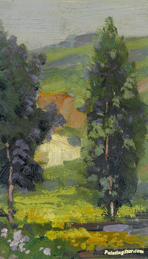 Trees And Distant Wash Artwork by Maurice Braun