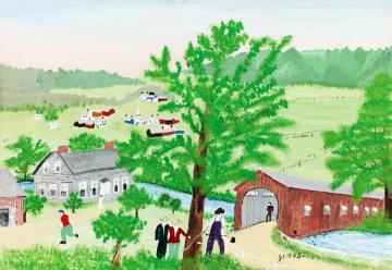 Buskirk Bridge Artwork by Anna Mary Robertson Grandma Moses