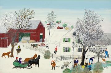 Visitors Artwork by Anna Mary Robertson Grandma Moses