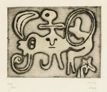 Femme Et Oiseau Devant La Lune Artwork by Joan Miró