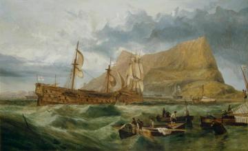 Hms Victory Towed Into Gibraltar Artwork by George Clarkson Stanfield