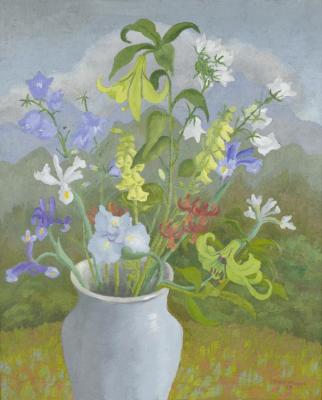 Pale Flowers And A White Cloud Artwork by Sir Cedric Morris
