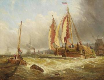 Busy Coastal Scene Artwork by George Clarkson Stanfield