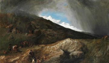 Mountainous Landscape With A Hunter And Travellers Artwork by William Clarkson Stanfield