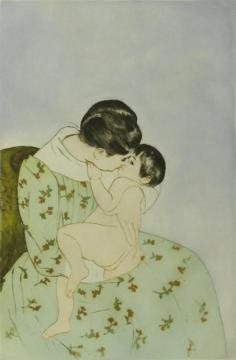 Mother's Kiss Artwork by Mary Cassatt