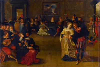 A Merry Company Music-making And Dancing In An Interior Artwork by Frans Francken II