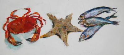 Crab, Starfish, Fish Artwork by Stan Smith
