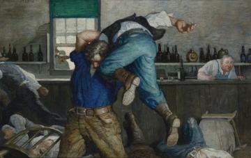 Bar-room Brawl Artwork by Newell Convers (N.C.) Wyeth
