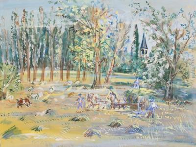 Les Moissonneurs Artwork by Jean Dufy