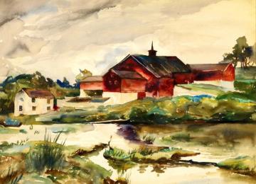 Pyle's Barn, Study For Red Barn Artwork by Andrew Wyeth