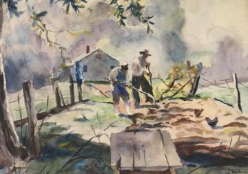 Tending To The Vegetable Garden Artwork by Andrew Wyeth