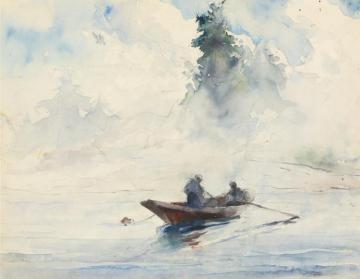 Two Figures In A Dory Artwork by Andrew Wyeth