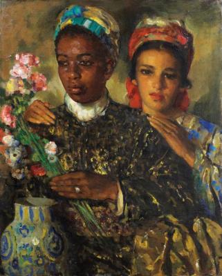 Women Arranging Flowers Artwork by José Cruz Herrera