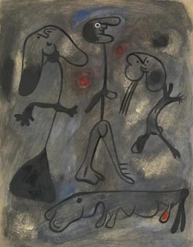 Figures Et Chien Artwork by Joan Miró