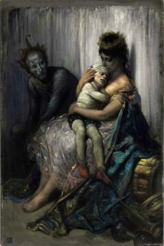 The Family Of Street Acrobats: The Injured Child Artwork by Gustave Doré