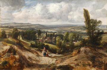 Woman And Child In A Landscape Artwork by Thomas Creswick