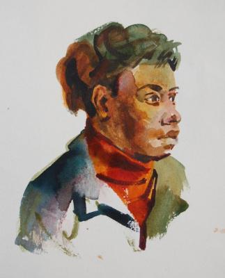 Woman With Red Turtleneck Artwork by Stan Smith