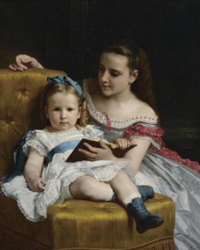 A Portrait Of Eva And Frances Johnston Artwork by William Adolphe Bouguereau