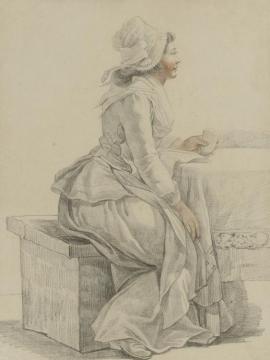 A Young Woman Of The Revolution Seated At A Table Artwork by Pierre Alexandre Wille
