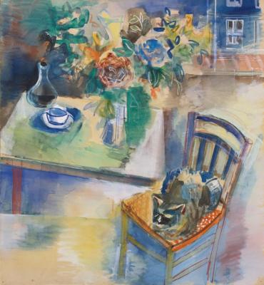 Sieste Du Chat Dans L'atelier Artwork by Jean Dufy