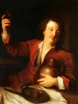 An Interior With A Man Brandishing A Beer Glass Artwork by Alexis Grimou