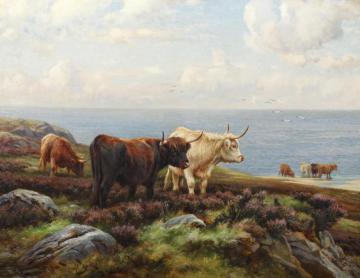 Highland Cattle On The Coast Artwork by Wright Barker